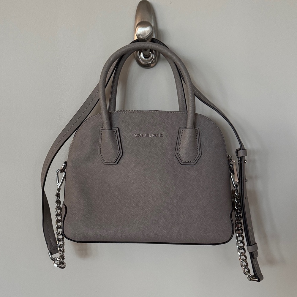 Michael Kors grey Satchel with Chain crossbody strap